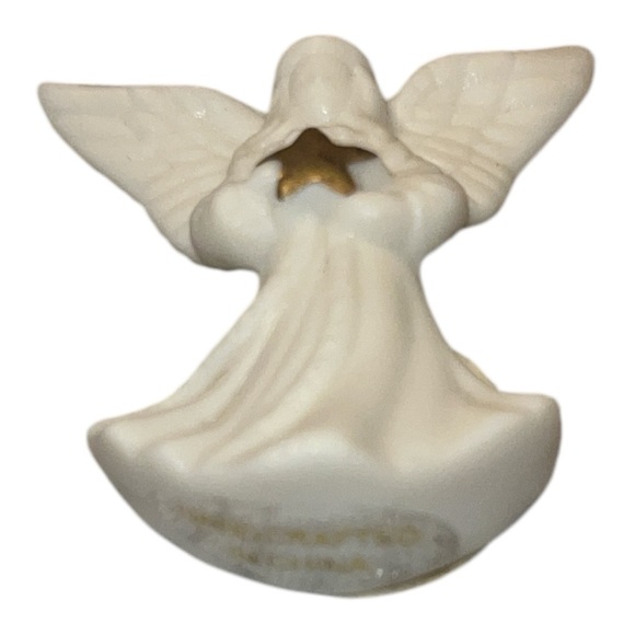Lenox Angel Brooch Pin Gold Star Porcelain Jewelry Vintage Christmas Chr… - Picture 4 of 5